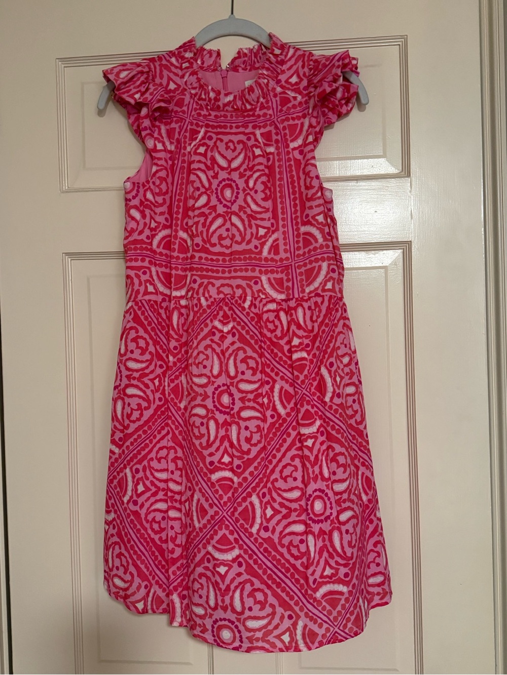 Vineyard Vines Pink Patterned Ruffle Sleeve Dress